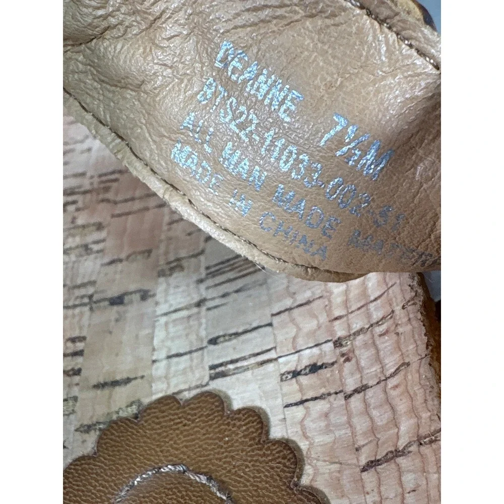Baretraps Deanne Woven Braided 2 Strap Slide Sandals Brown Cork Platform Sz 7.5